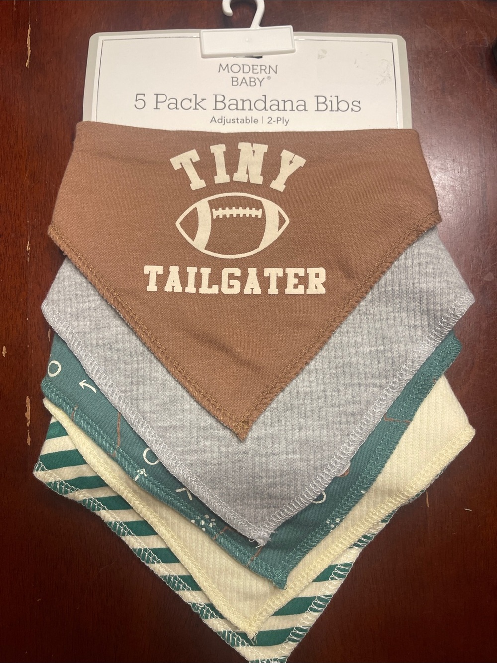 Modern Baby 5-Pack Kids Bandana Bibs - Brown, Gray, Teal & Cream